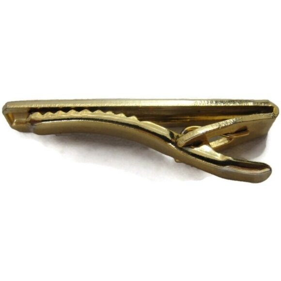 Asymmetrical Cufflinks Tie Clip Set Gold Tone Wedding Tux Vintage - Picture 11 of 16